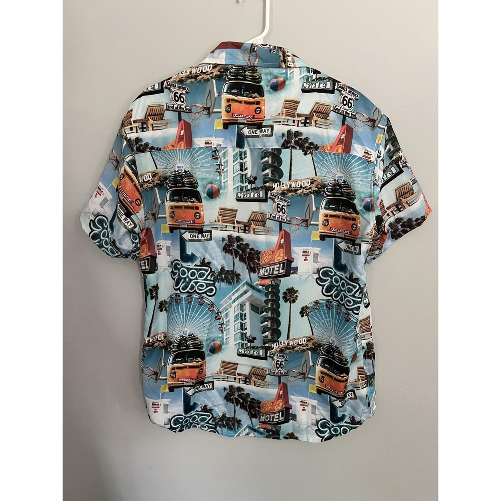 Eighth Avenue Shirt Mens XL Good Vibes California Print Short Sleeve Button Up - Picture 8 of 12